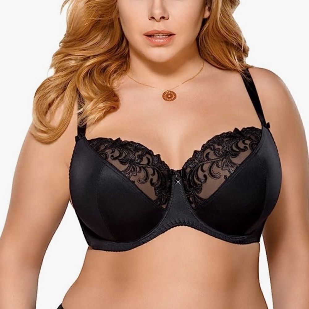 Gorsenia Classic black lightly lined underwired bra plus size Blanca K357 Sz 42G